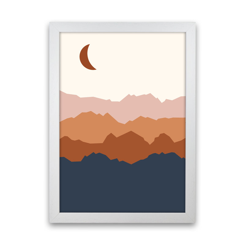 Moon Blue Mountain 01 - Print, 63cm H x 46cm W x 3cm D, White Framed