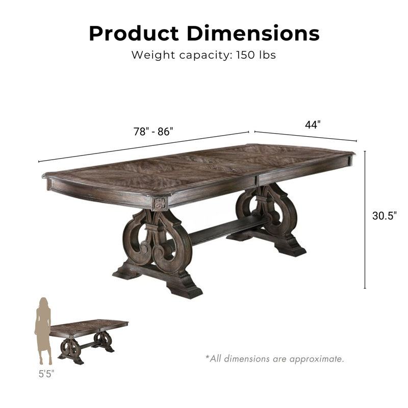 Mohall Extendable Solid Wood Base Dining Table, Rustic Natural Tone Top/Rustic Natural Tone Base