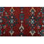Tapis rouge rétro en laine noué à la main 3 pi 11 po x 11 pi Tribal