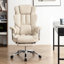 Fauteuil de bureau inclinable beige ergonomique avec repose-pieds, cuir pour les grands et grands travailleurs, capacité de 500 lb, repose-pieds - équipement intérieur