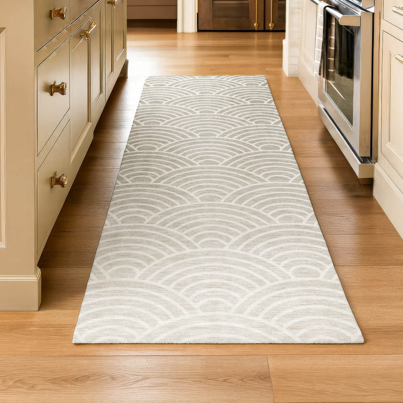 Premium Machine Washable Mayfield AMF2414 Arc Rug, 2'3" x 7'6" Runner, Ivory