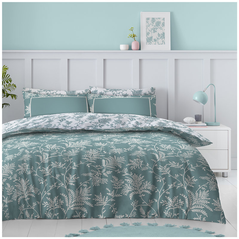 Botanical Pattern Duvet Cover & Pillowcases, Polycotton Light Weight Bedding, UK Machine Washable, Single Double King, Double