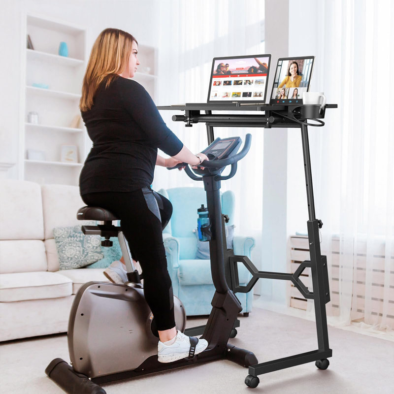 Small Standing Desk With Wheels, Portable Treadmill Desk, Rolling Desk Adjustable Height For Laptop, Mobile Standing Table For Walking Pad, Bedside Table