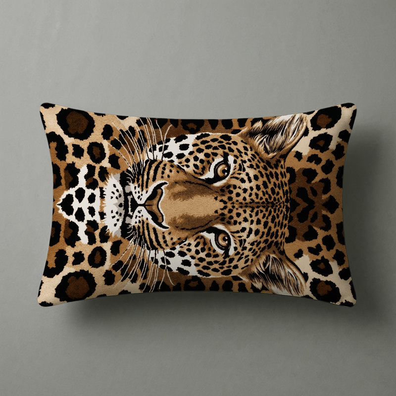 Indoor and Outdoor Throw Pillow, Rectangle 20"H x 14"W, Javan Leopard