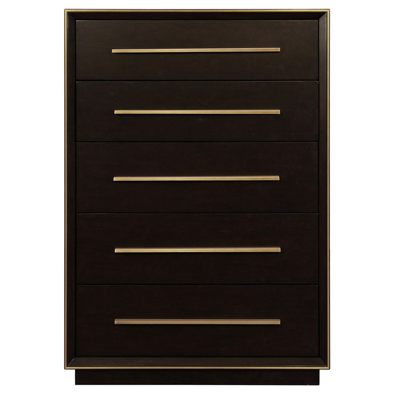Commode 5 tiroirs Carlwirt, Marron foncé