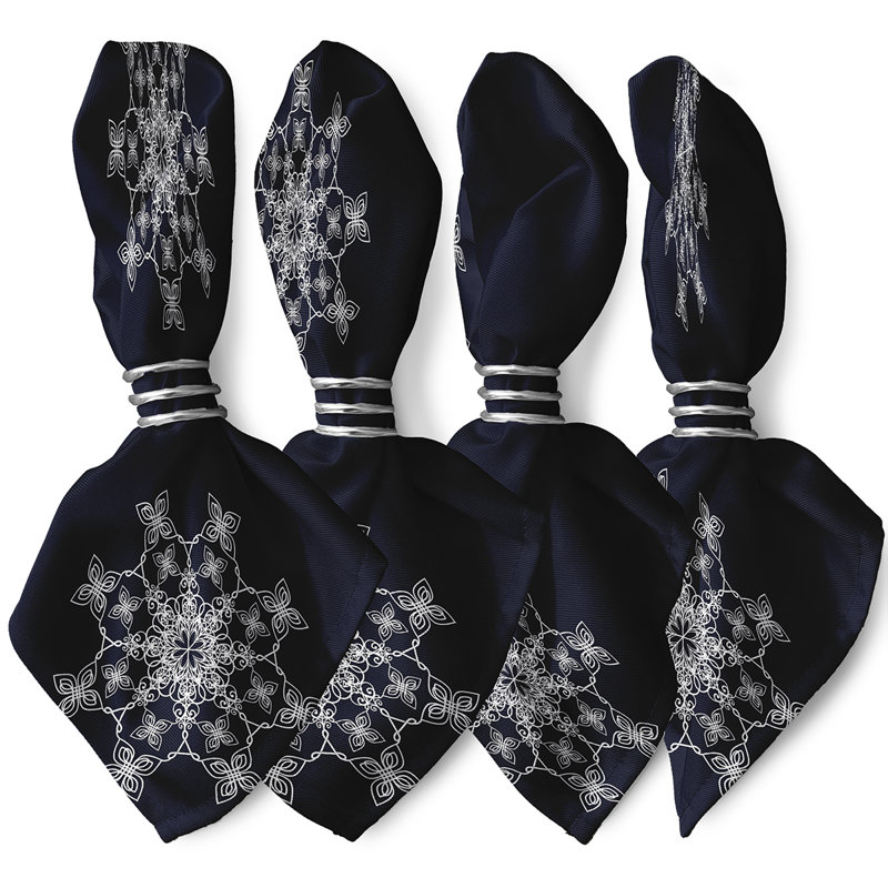 Ensemble de serviettes 4 pièces Falling Snow, Bleu marine
