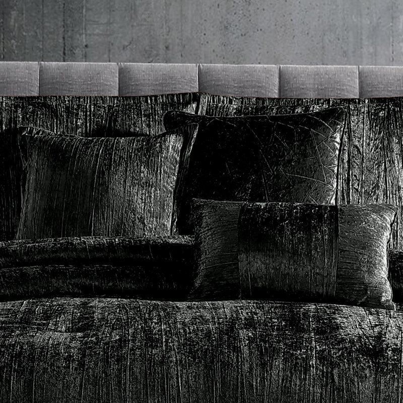 Luxurious Black Velvet King Comforter Set with Decorative Pillows