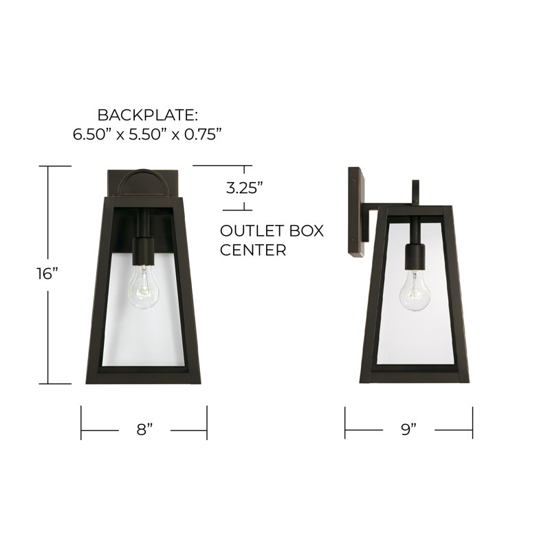 Wall Light, Oiled Bronze, 16" H x 8" W x 10"D