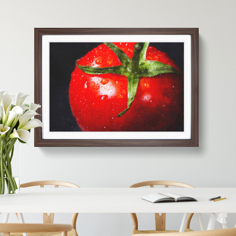 Red Tomatoes - Framed Print, 45cm H x 63cm W x 2cm D, Walnut Framed