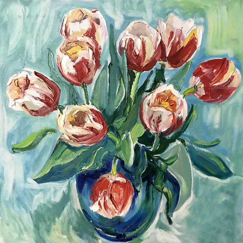 Realistic Flower 1 Piece Wrapped Canvas Painting, 30cm H x 30cm W