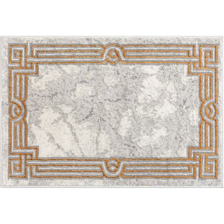 Well Woven Fairmont Huntington Retro Marble Border Ivory Glam Rug