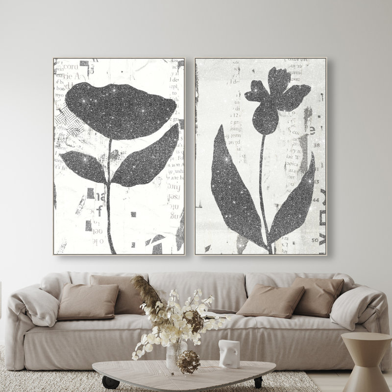 Single Flowers Set Set by Oliver Gal, 110"H x 74"W, Silver Floater Frame