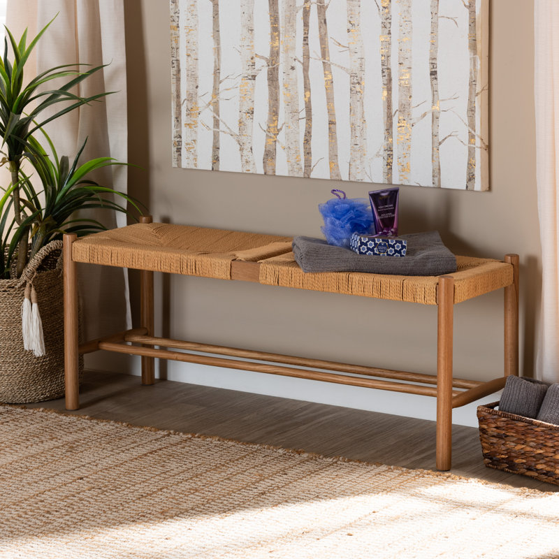 Banc de salle à manger en bois massif Friedlaender, H 17,7 po x l 43,3 po x P 13,8 po