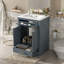 Meuble-lavabo bleu 24 po avec lavabo intégré en céramique, 2 portes et tiroir coulissant pour les petites et moyennes salles de bain-1837596244