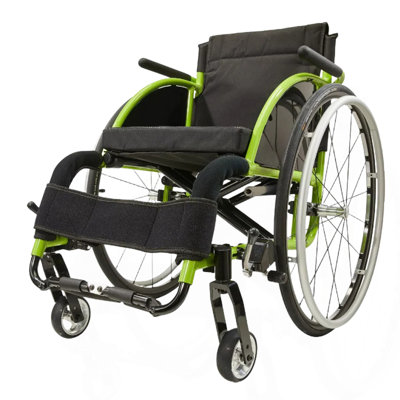 All Aluminum Foldable Lightweight Wheelchair, Adult Sport Wheelchair, 24" Quick Release Rear Wheels, Weight 24 Lbs, Color Green