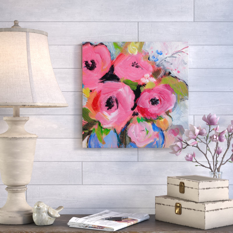 Bouquet in Pink Contemporary Canvas Graphic Art