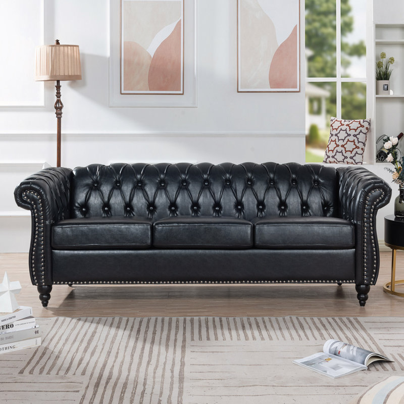 Canapé Chesterfield 84,65 po., Noir