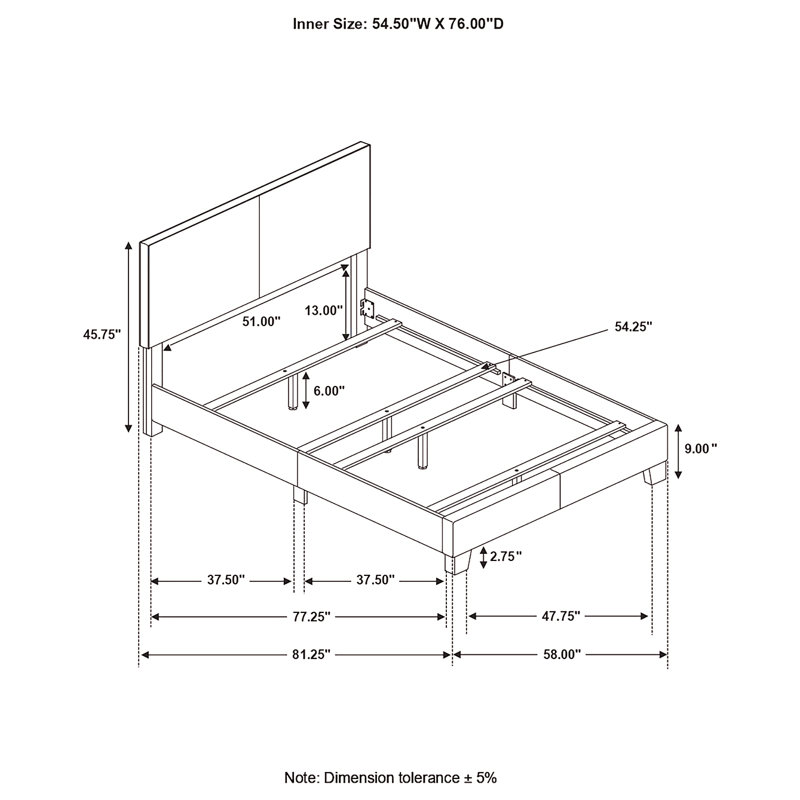Brown Full Panel Bed, Full, Brown