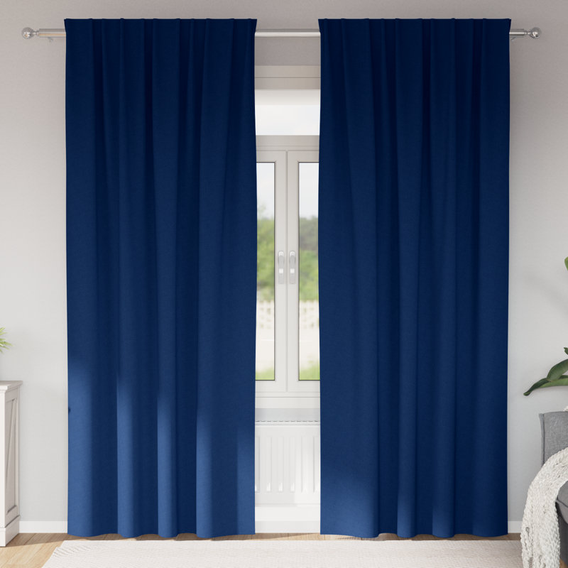 Curtains With Curtains 2 Pcs Polyester, Dark Blue, 140cm Width x 260cm Drop