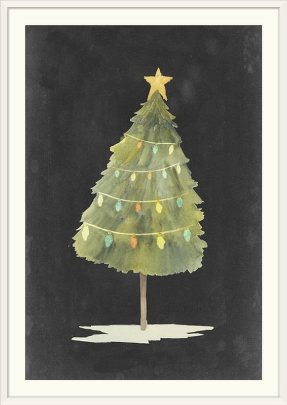 « i », reproduction d’art dépilée Christmas Glow, Cadre blanc, H 44 po x l 32 po x P 1 po