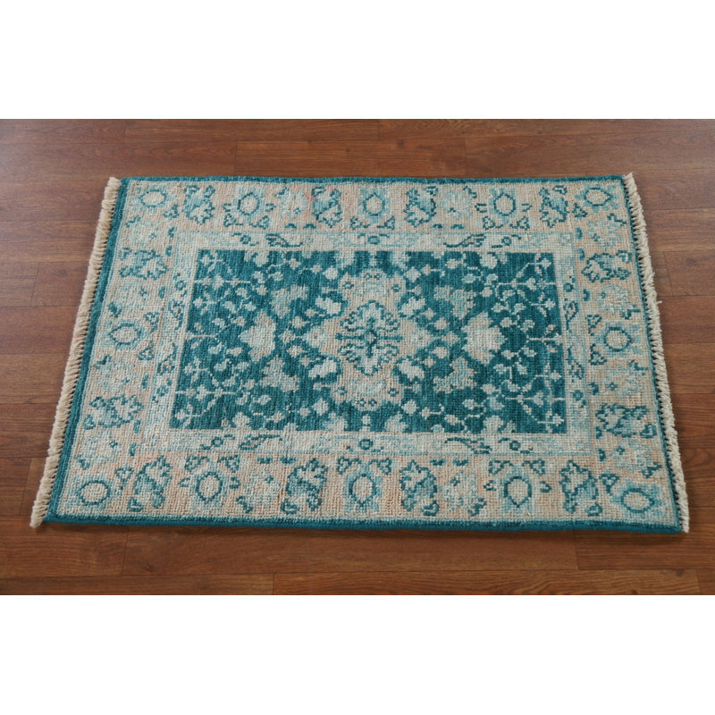 Tapis vert en laine vert Oushak
