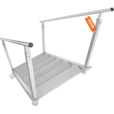 Dock Ladder, 43''-51'' Adjustable Height, 500 lbs Load Capacity, Aluminum Alloy 6 Steps Pontoon Boat Ladder with Dual Handrails and Nonslip Mat, Ideal for Ship/Lake/Pool/Marine Boarding