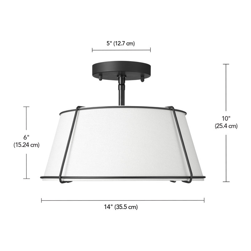 2-Light Flush Mount Ceiling Light, Matte Black