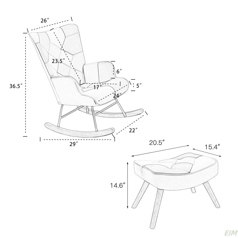 Chaise berçante rembourrée Kerth