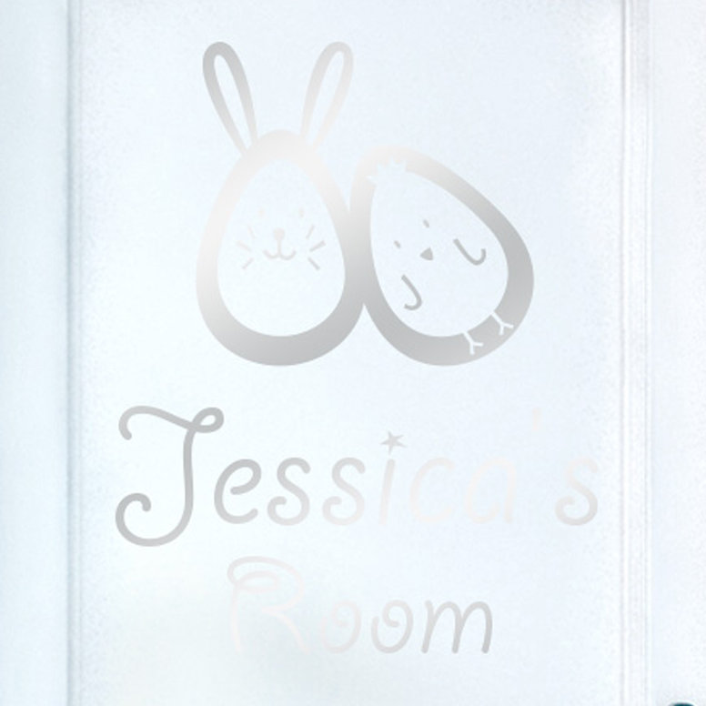 Bunny Rabbit Egg and Chick Kids Door Room Wall Sticker