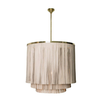 Fringe Leather Chandelier w/ Solid Accents