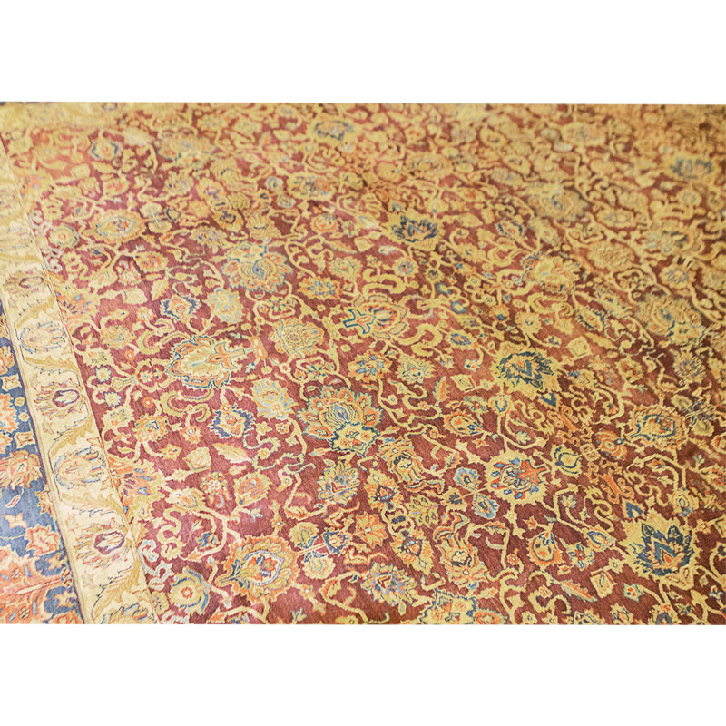 Hand Knotted Wool Area Rug in Red And Blue