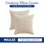 Pack Of 2 Corduroy Decorative Throw Pillow Covers 18X18 Inch Soft Boho Striped Pillow Covers Modern Farmhouse Home Decor For Sofa Living Room Couch Bed Cream White
