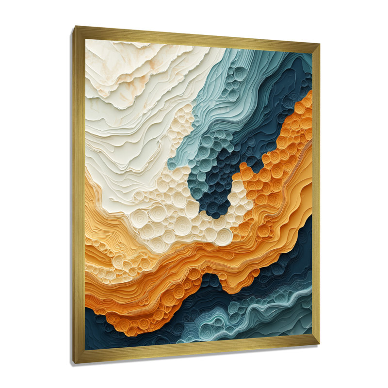 Olivea - Abstract Canvas Wall Art, H 20 po x l 12 po, Reproduction encadrée d'une seule photo, Doré