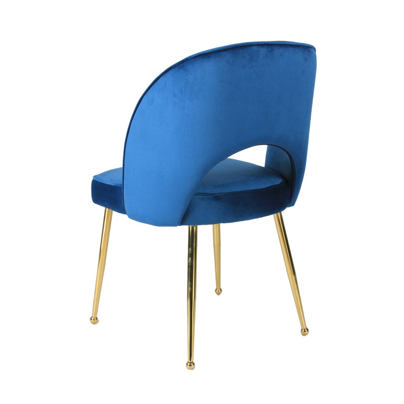 Coupland 49cm H Velvet Upholstered Metal Side Chair, Royal Blue