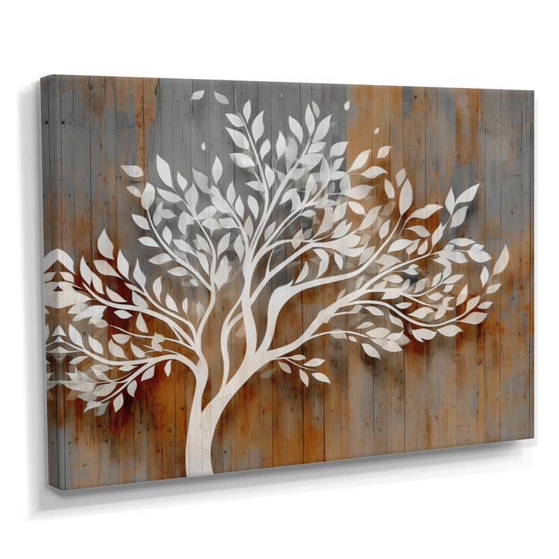 «White Tree of Life On Wood - Tree of Life», impression sur toile spirituelle blanche, H 30 po x l 40 po, Toile tendue