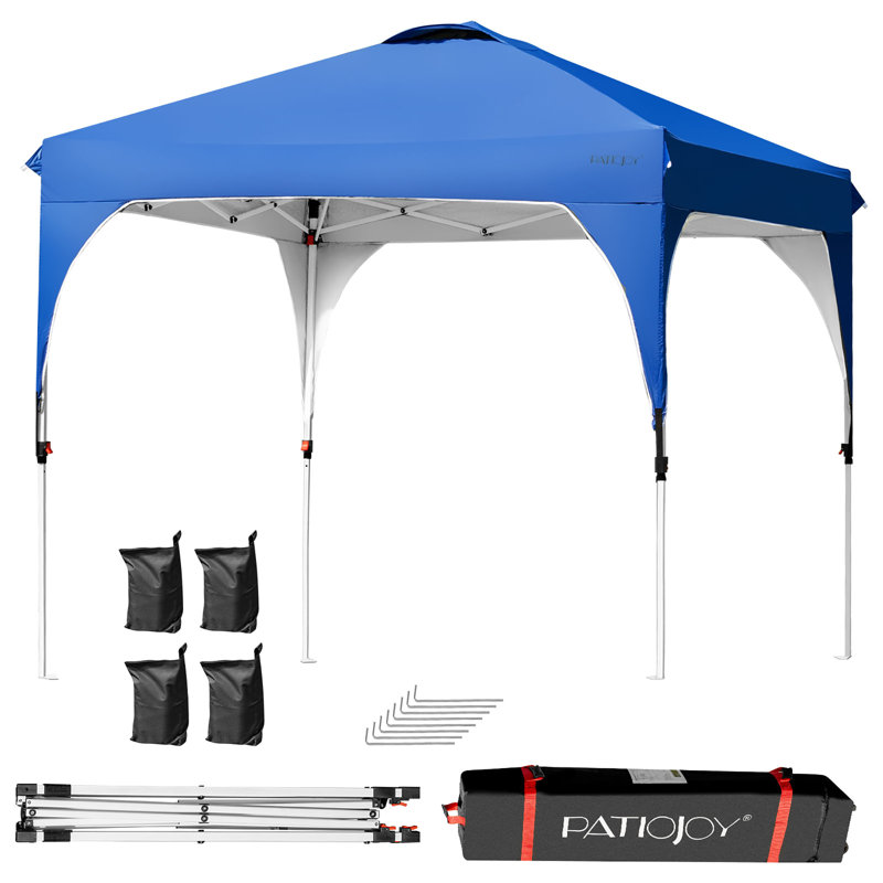 Auvent escamotable en acier, Bleu, 6,5 pi L 6,5 pi. D