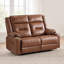 Ensemble de fauteuils inclinables manuels 2 pièces modernes avec porte-gobelets en acier inoxydable, fauteuil coulissant en cuir végétalien Gravity, brun-132790039-132790040