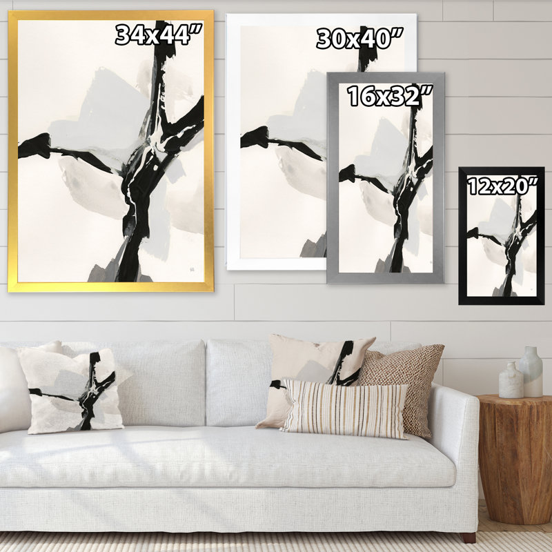 « abstract neutral iii », reproduction d’image sur toile, H 20 po x l 12 po x P 1po, Cadre noir