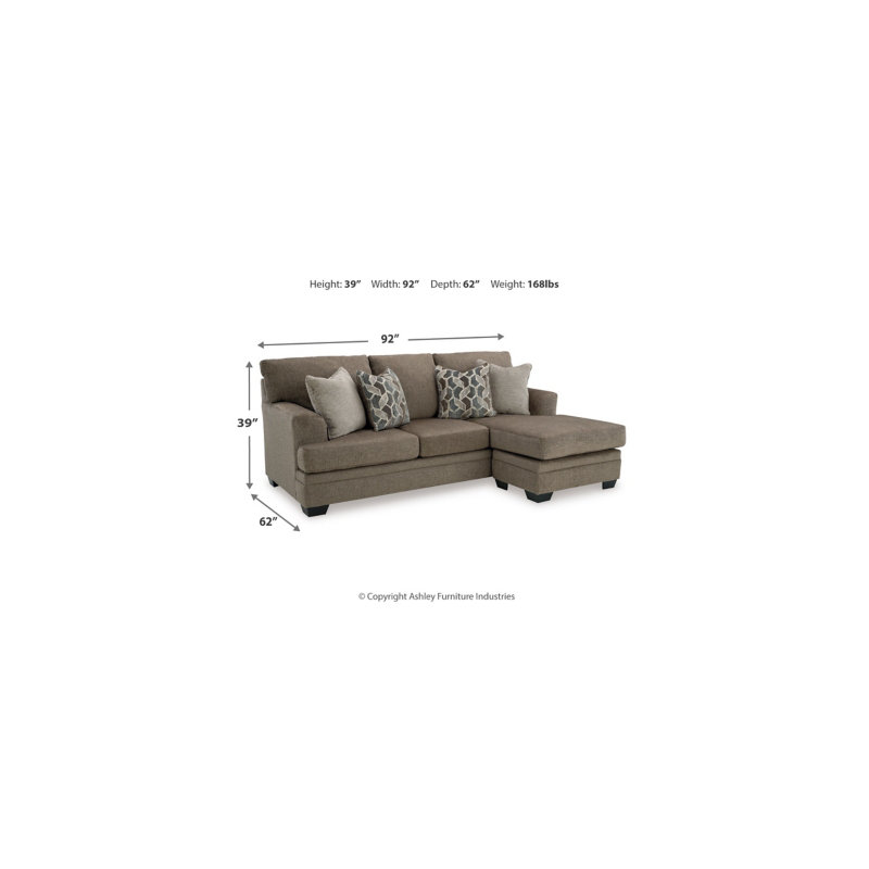 Helen Sofa Chaise, Stonemeade Brown Chenille
