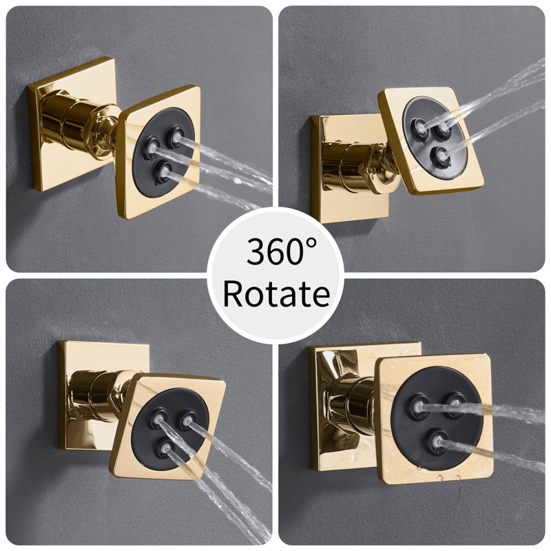 Thermostatic All-In-One Kit with Rough in-Valve, Brushed Gold