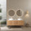 Meuble-lavabo de 36 po avec lavabo, armoire de rangement autoportante en contreplaqué avec 4 pieds en métal, porte et 2 tiroirs, lavabo en céramique blanc sans robinet, pré-assemblé