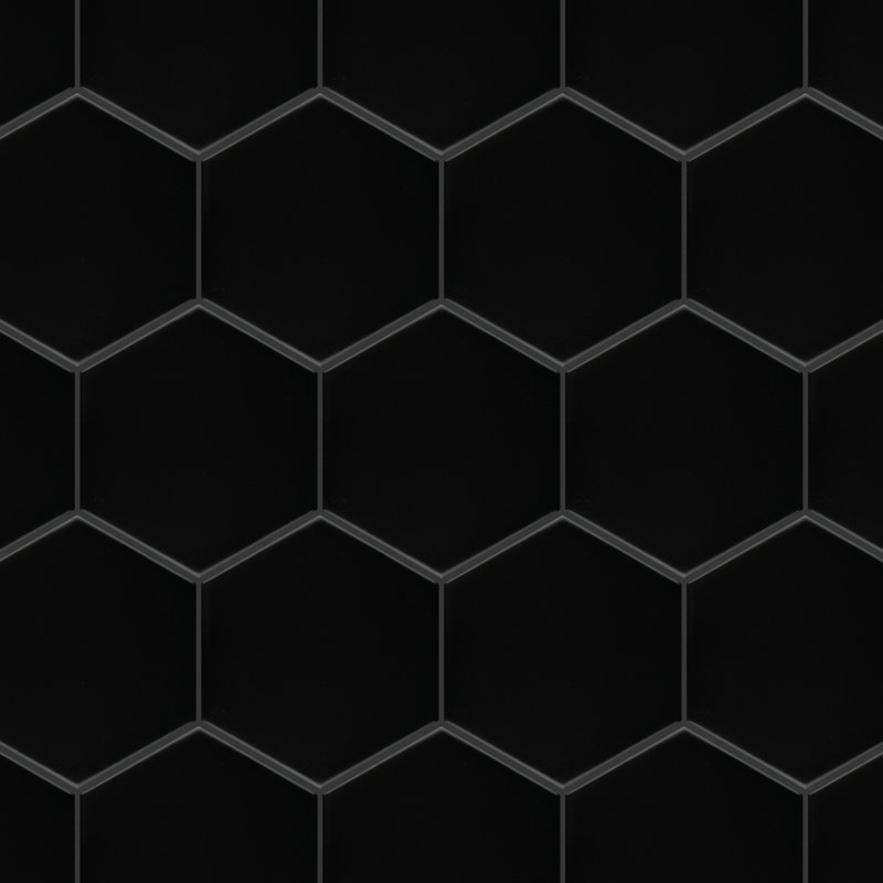 Metro Super 4" Hex Matte Black 10" x 11-1/2" Porcelain Mosaic Tile