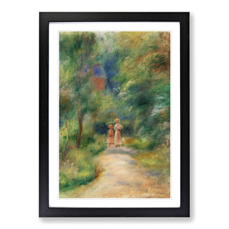 Two Figures on a Path by Pierre-Auguste Renoir - Picture Frame Painting, Black Framed, 65cm H x 48cm W x 2cm D