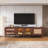 Rattan TV Stand With 3 Cabinets & 2 Drawers, LED Light Entertainment Center For Tvs Up To 80'', Multifunctional And Stylish Media Console Table