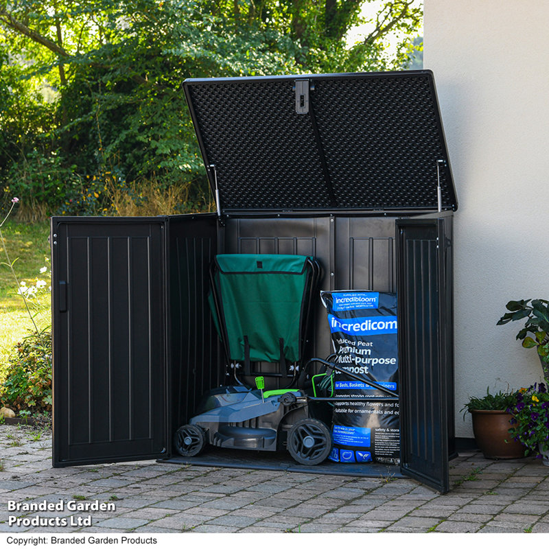 Garden Gear 115cm W 775L Water Resistant Plastic Lockable Deck Box in Black