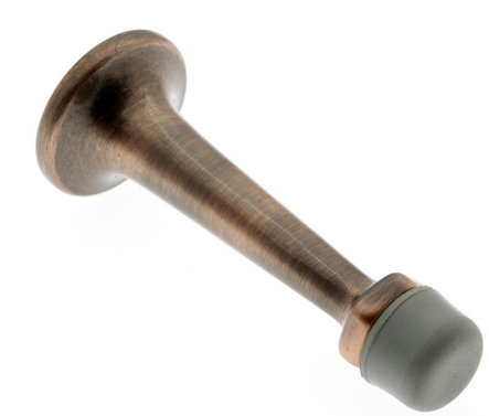 Solid Brass Baseboard Stop, Antique Copper