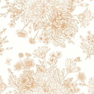 Contour Of Asters Wallpaper Floral Tile