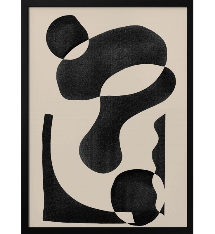 "Motif abstrait", art mural texturé encadré, Noir, noir, noir, noir, H 24 po x l 18 po
