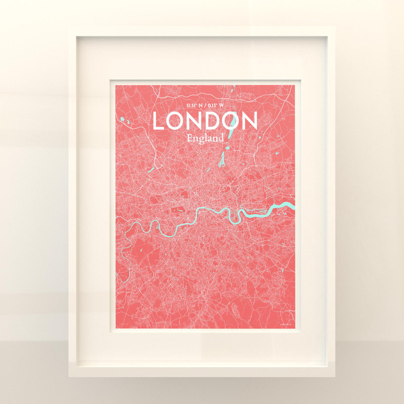 London City Map In Maritime - No Frame Print, 20cm H x 16cm W x 0.05cm D