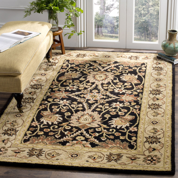Dunbar Oriental Handmade Tufted Wool Black/Brown/Beige Area Rug, 9’x13’
